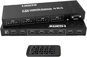 4K HDMI Matrix 4x4 - Tendak 4K @ 30Hz 4 in 4 Out HDMI Matrix Switcher Splitter Switch Supports RS232 Control HDCP 1.4 EDID HDR 3D with IR Remote Control