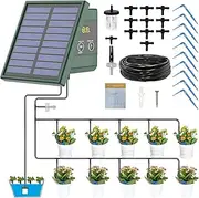 Solar Drip Irrigation System for Garden, 30 Timing Modes Automatic Drip Irrigation Kit Solar Irrigation System Garden Watering System Supports 10 Pots Plants for Indoor & Outdoor