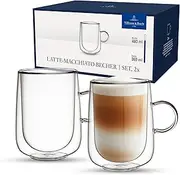 [Villeroy & Boch] Artesano Hot&Cold Beverages Latte Macchiato Glass Large, Set of 2 Glasses, Double-Walled Glasses for Cold and hot Beverages, Borosilicate Glass, Dishwasher-Safe, Microwave-Safe