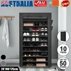 Portable 10 Tier Shoe Rack Storage Cabinet Organiser Wardrobe Cover AU 50 Pairs