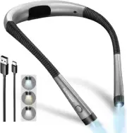 Glocusent Neck Reading Light Adjustable Brightness Rechargeable 3 Color Modes