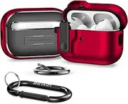 [BEWZI] for Airpods Pro 2 Case Cover Comes with 2 Hooks, Pushbutton Switch Magnetic Pop-Open Lid Protection Case for Airpods Pro 2nd Gen Case (Red)