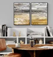 Original painting Set diptych Abstract Wall Golden Horizon ochre MADE TO ORDER
