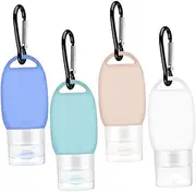 Healeved 4Pcs Refillable Travel Toiletries Bottle Hanging Design Stylish Colors Leakproof Empty Container for Outdoor Business Trip Daily Use