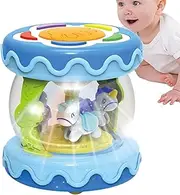 Musical Light Up Rotating Toys | Carousel Rotating Electric Drum for Babies,Creative Novelty Interactive Toddler Tummy Educational Drum for Christmas