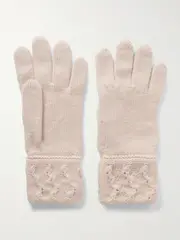 [Loro Piana] Loro Piana - Valle Cable-knit Cashmere Gloves - Blush - L L Pink