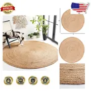 Bohemian 3' Round Jute Rug - Handmade, Stain Resistant, Eco-Friendly Design