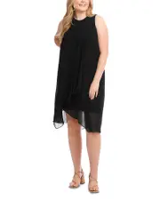 Karen Kane Plus Size Sleeveless Draped Crossover Dress