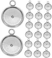 FRCOLOR 20pcs Gem Pot Pendant Tray Cabochon Jewelry Making Bezel for Semicircle Settings Make Silver Stainless Steel