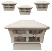Solar Post Cap Light 4 Pcs 4x4 Solar Off White Color Square Fence Post Cap Light