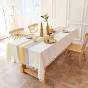 DUUKOA Tablecloth Rectangle Table Cover Linen Tablecloth Wrinkle-Free Dust-Proof 55x102 inch Multicolor (140x260 cm)