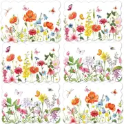 Spring Plastic Placemats Set of 6 Summer Plastic Place Mats Watercolor Flower...
