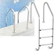 Swimming Pool Ladder, 2/3 Steps Pool Step Easy Climbing, Stairs with Curve Up Steps Handrails, for Water Park Fish Pond Outdoor Pool(3-Steps1.0mm)