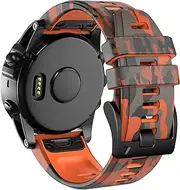 Fleshy Leaf 26mm Camouflage Silicone Band Fleshy Leaf Compatible for Garmin Fenix 7X,Fenix 6X,Fenix 6X Pro,Fenix 5X,Fenix 5X Plus/Fenix 3/3 HR,Quick Release Strap Wristband