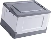 Storage Box, Foldable, with Lid, Portable, Stackable, Trunk Organizer for Laundry, Wardrobe, Children's Toys, Books, Kleinigk, Gray White, as described