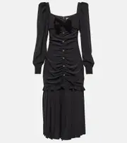 [Alessandra Rich] Alessandra Rich Ruched silk midi dress AU 6 black