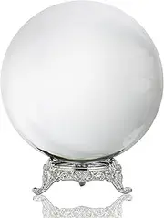 100mm/3.9inch Clear Crystal Ball with Metal Stand Fortune Teller Mystical Quartz Ball Photography Props FengShui Divination Spheres Decorative Glass Ball