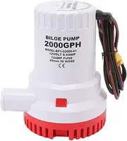 Bilge Pump Silent Boat Submersible DC Micro Drain Marine Sewage and swimming pool for Pond Pool 2000 GPH (12V)