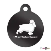 I Love My Cocker Spaniel Engraved Keychain Round Tag w/tab english Many Colors