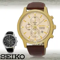 在飛比找momo購物網優惠-【SEIKO 精工】品味優雅三眼金框中性錶_男錶(SNDG7