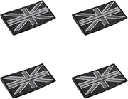 Tuperoymse 4X Fashion Union Jack UK Flag Badge Patch Stick Back 10cm x 5cm New, (Black/Gray)