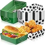 Sawysine 36 Pack Soccer Party Favors Large Soccer Plates 5lb Paper Serving Trays Nachos Food Boats Disposable Bowls for Carnival Birthday Party Decorations