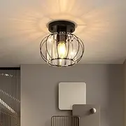 Semi Flush Mount Ceiling Light, Crystal Hallway Light Mini Chandelier Kitchen Lighting Fixtures Ceiling Black Flush Mount Light for Bedroom Bathroom Entryway Dining Room Porch