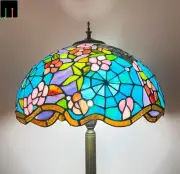 Free Postage JT Tiffany Stained Glass Floral Style Large Shade Floor Lamp Art