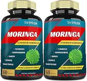 2 Packs Moringa Capsules, 4 Months Supply with Turmeric, Ashwagandha, Ginger, Licorice, Black Pepper | Immune Support, Energy Booster | Oleifera Leaf Herb Supplements