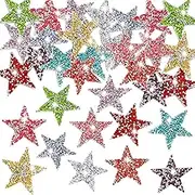 33 Pcs Iron on Patches, Star Rhinestone Iron on Patches, DIY Sequin Patches Appliques Embellishments, Cute Iron on Patches for Hats Clothes Jeans Bags (33)