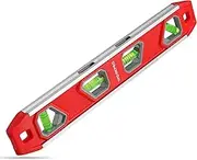 WORKPRO Torpedo Level 30cm, Magnetic Small Leveler Tool, Plumbing Level with Pitch Vial, Aluminum Reinforced, 4 Bubbles, V-Groove for Conduit Bending
