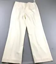 Talbots Pants Womens 12 Cream Stretch Woolen Flat Front Side Zip Bootcut NWT *