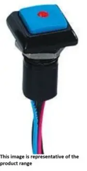 Apem PUSH BUTTON SWITCH Momentary SPST Solder, Square Illuminated BLACK/RED