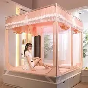 Bed Tent Twin Bed Canopy Dream Tents for Indoor Portable Blackout Breathable for Adult and Kids Sleeping Yarn Canopy Bed Curtains(Apricot,200X220cm/KING)