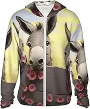 [LHBWCVN] UPF 50+ Light Jacket Full Zip Sun Protection Hoodie for Women Men Long Sleeve Donkey and Flower Sun Shirts