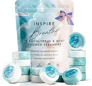 15 Inspire Breathe Shower Steamers for Sinus Relief, Eucalyptus & Mint Shower Tablets Aromatherapy, Women Shower Steamers Breathe Easy, Coolest Gifts for Women Shower Aroma Therapy Bombs for Shower