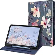 [FINTIE] Case for Samsung Galaxy Tab S6 Lite 10.4 Inch 2024/2022/2020 with S Pen Holder, Multi-Angle Viewing Soft TPU Back Cover with Pocket Auto Wake/Sleep, Blooming Hibiscus