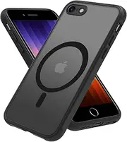 Magnetic for iPhone SE Case 2022/3rd/2020/2nd gen,iPhone 8/7 Case,Compatible with MagSafe,Military Grade Drop Tested, Shockproof Matte Translucent Hard Back Slim Protective Case.Black Magnetic Circle.