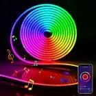 RGBIC Neon Rope Light Strip Flexible Colorful Dazzle Bluetooth Music Bar Sign
