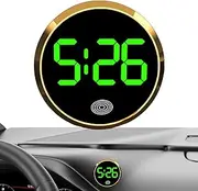 Uoqpty Digital Touch Screen Clock | Electronic Round Auto Dashboard Clock,Robust Construction Car Interior Clock for Sedan, Small Car, RV, Truck, SUV