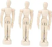 3Pcs Jointed Wooden Mannequin Model for Artists Lightweight Art Figure for Sketching Home Office Decoration and Drawing Reference Beige