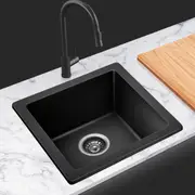 ACA 422.77x422.77mm Granite Quartz Stone Black Kitchen Sink Single Bowl Basin