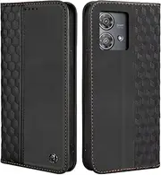 CXTcase Mobile Phone Case for Motorola Edge 40 Neo Case, Leather Flip Case for Motorola Edge 40 Neo, PU Leather Shockproof Magnetic Protective Case for Motorola Edge 40 Neo, Black