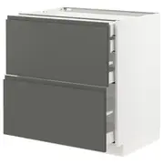 METOD / MAXIMERA base cb 2 frnts/2 low/1 md/1 hi drw, white/Voxtorp dark grey, 80x60x80 cm