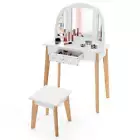 Kids Vanity Set With Mirror Stool Set Princess Children Makeup White