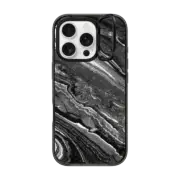 iPhone 16 Pro Impact Ring Stand Case MagSafe Compatible Monochrome marble lines