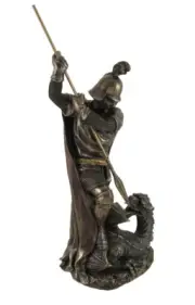 Bronzed Standing St. George Slaying Dragon Statue