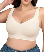 [SHAPERX] Bras for Women No Underwire Seamless Oversized Everyday Bra Comfort Wireless Padded Soft Support Bralette