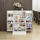 White Wooden Kitchen Pantry Cabinet Storage Organizer Food Cupboard Shelves Door