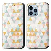 For Apple iPhone 13 Pro Leather Wallet Flip Case With RFID Blocking Credit Card Holder Slots Cover - Nordic Rhombus